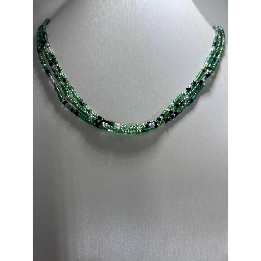 World One Imports Beaded Necklace Womens OS Green Good Multi-Strand Seed Bead